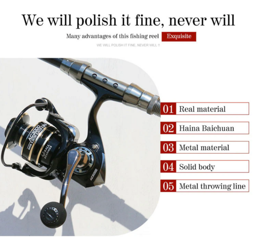 12BB Metal Spinning Fishing Reel 5.2:1 Freshwater Saltwater Left Right